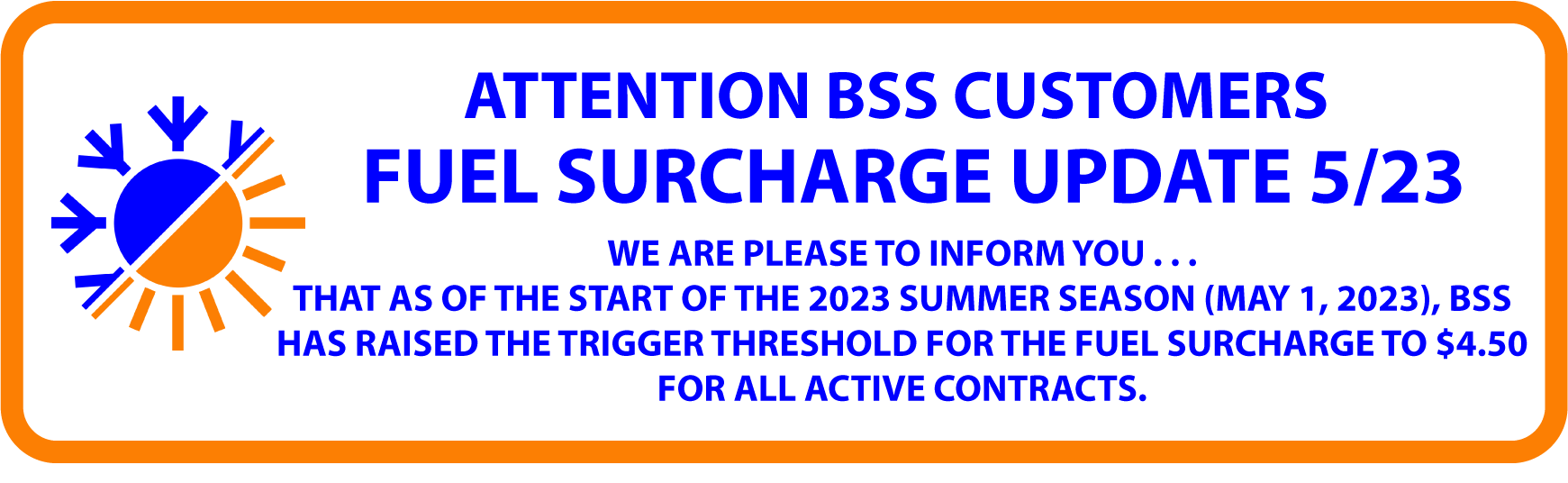 FUEL SURCHARGE TRIGGER RAISED